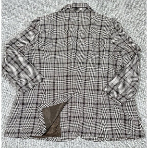 Able Blazer Womens 2X Brown Houndstooth Glen Plaid Elma Structured Relaxed Fit - Picture 2 of 9